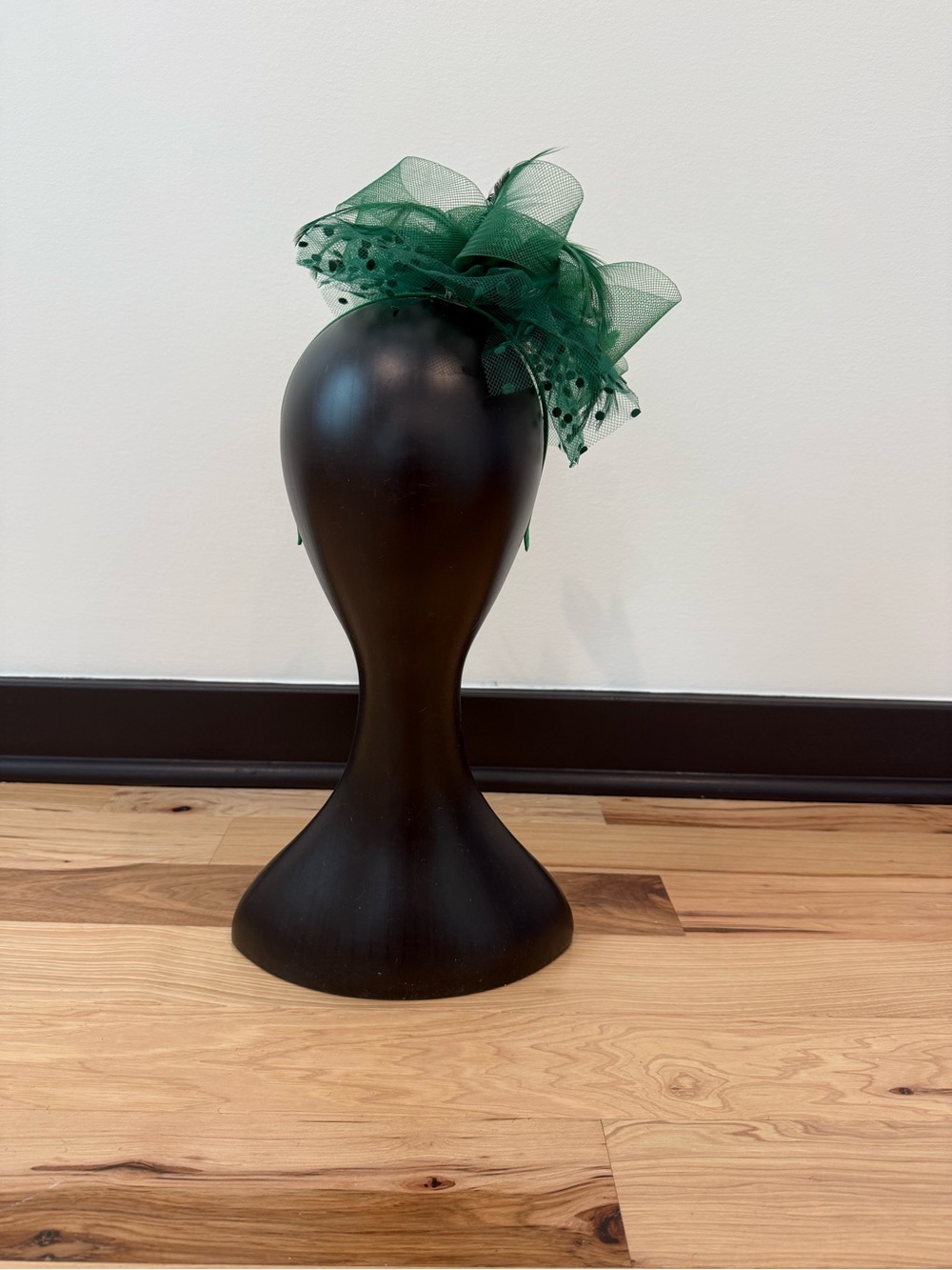Emerald Green Feather & Mesh Fascinator Headband